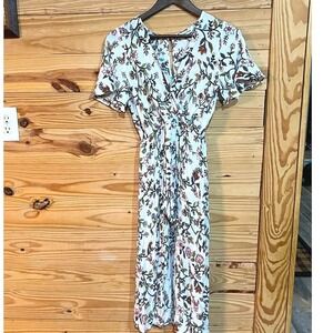 Speechless Floral Hi-Lo Midi Romper Wrap Flutter Sleeve V-neck Dress Women's S